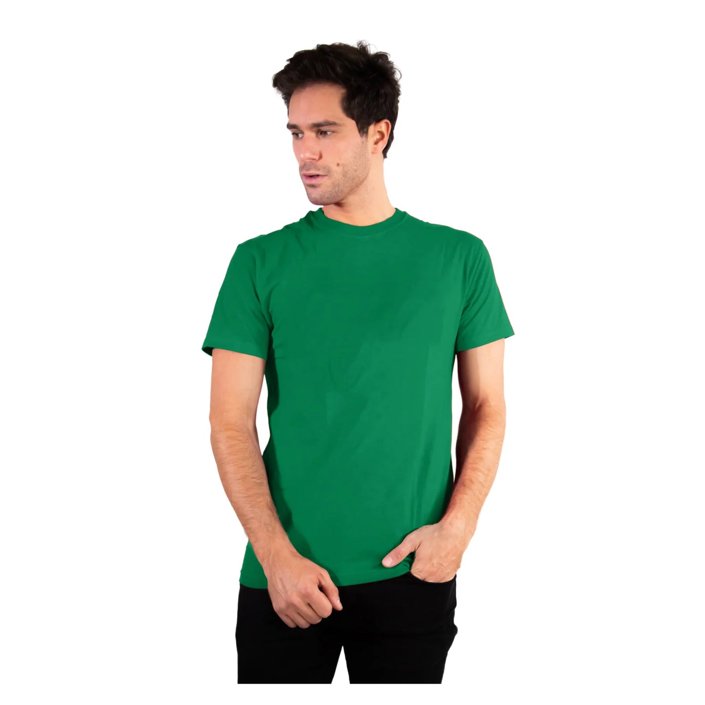 Camiseta deportiva de cuello redondo para hombre de algodón suave y transpirable
