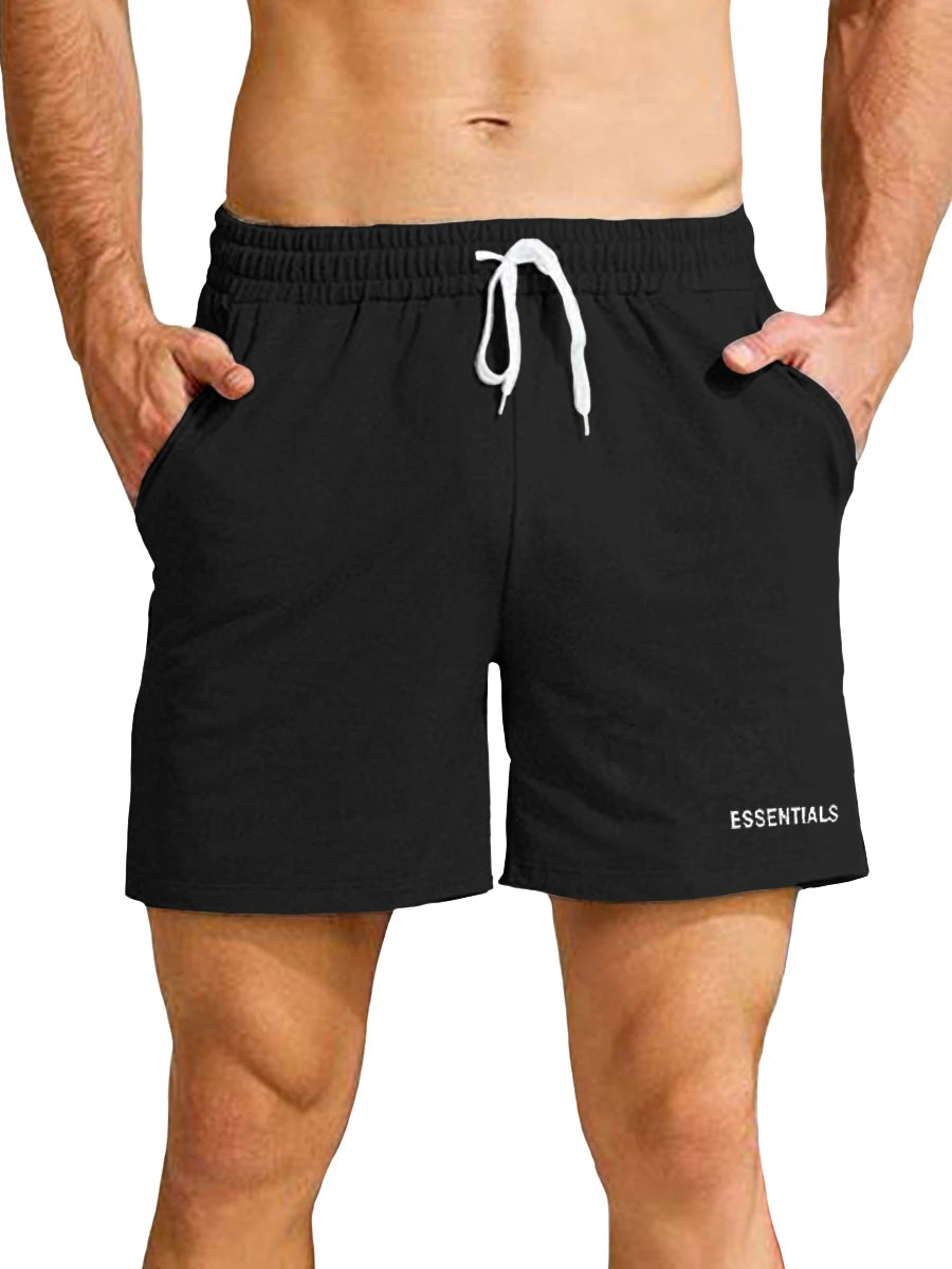 Shorts deportivos para hombres, informales con bolsillos laterales y cordón