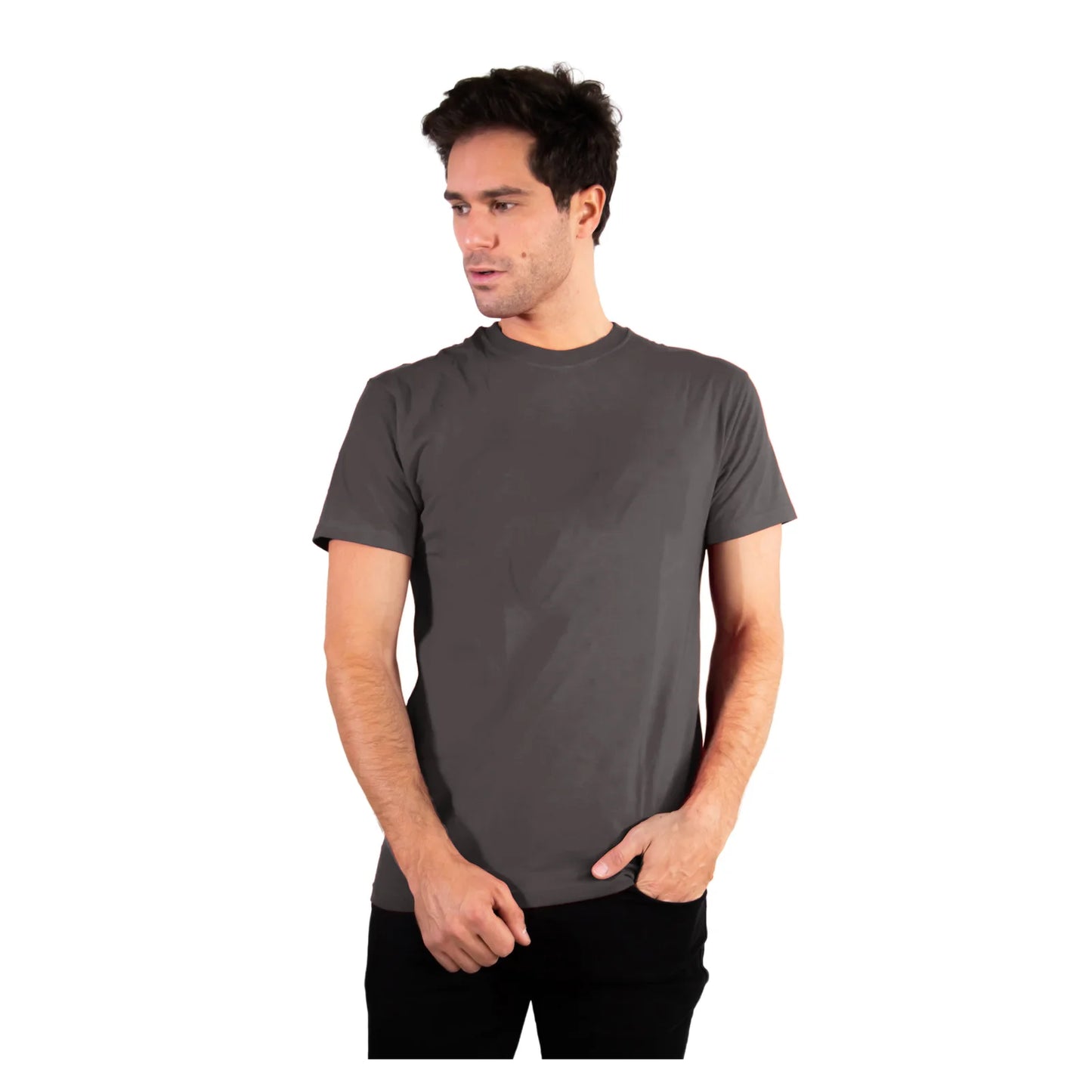 Camiseta deportiva de cuello redondo para hombre de algodón suave y transpirable
