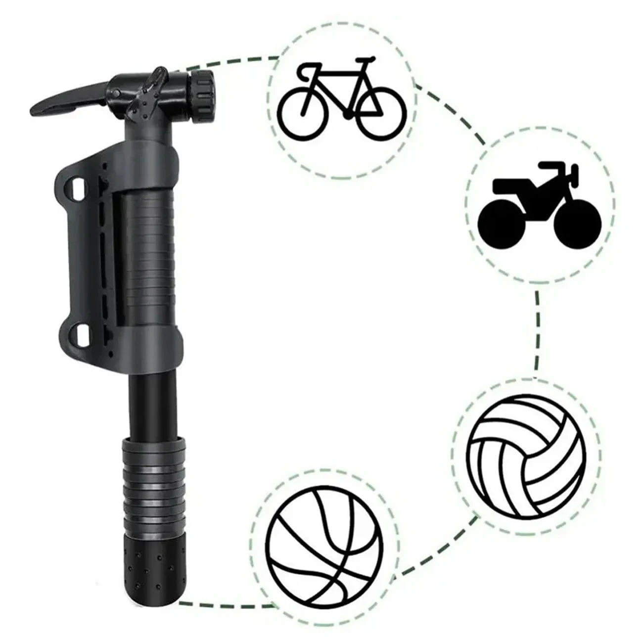 Portable Hand Pump for Bicycle Motorcycle Tires, Travel Pump with Mini Light