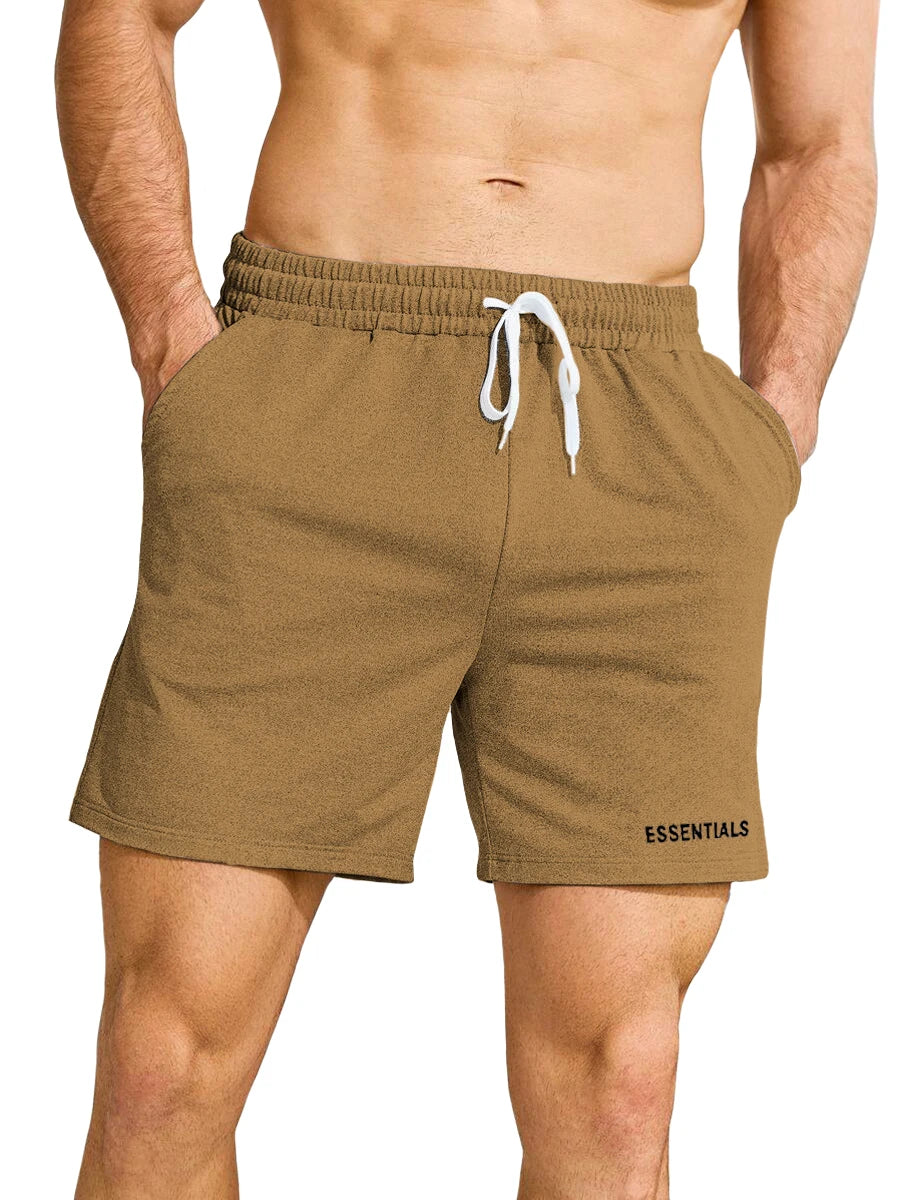 Shorts deportivos para hombres, informales con bolsillos laterales y cordón