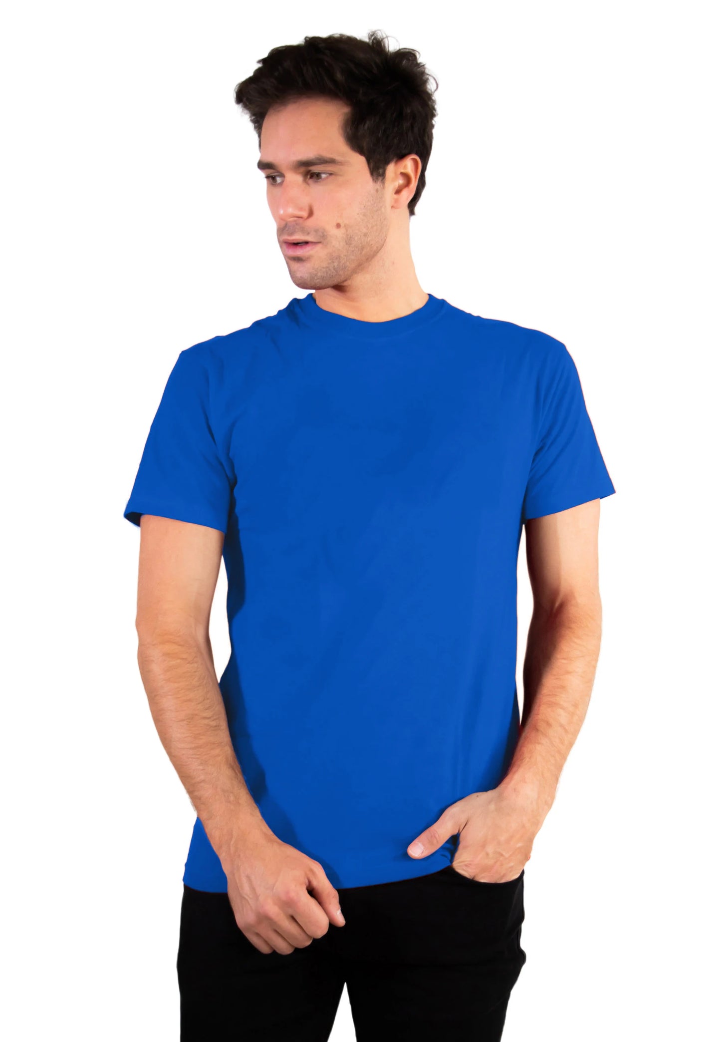 Camiseta deportiva de cuello redondo para hombre de algodón suave y transpirable