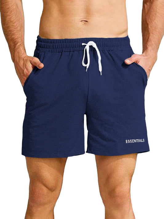 Men's Casual Sports Shorts with Side Pockets and Drawstring