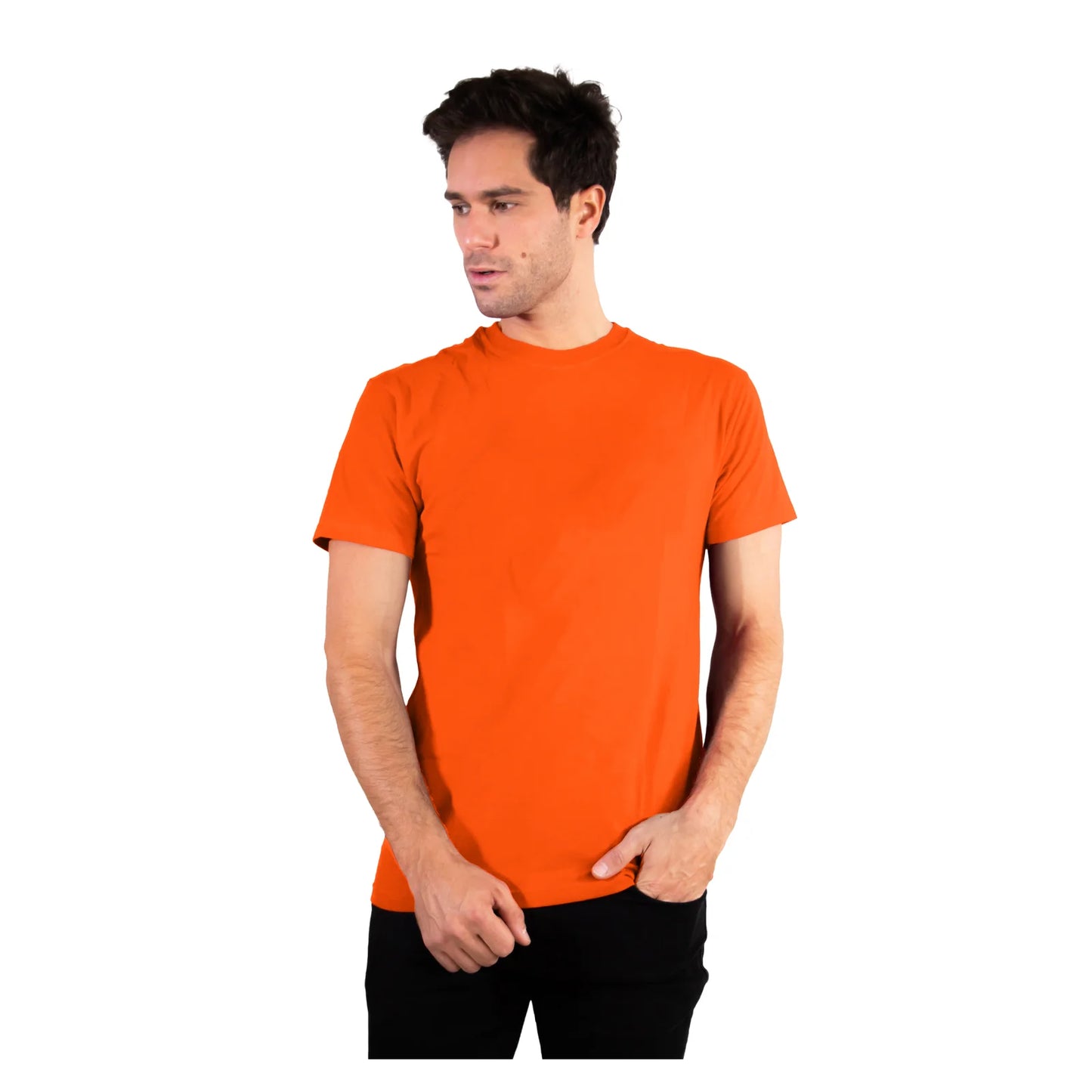 Camiseta deportiva de cuello redondo para hombre de algodón suave y transpirable