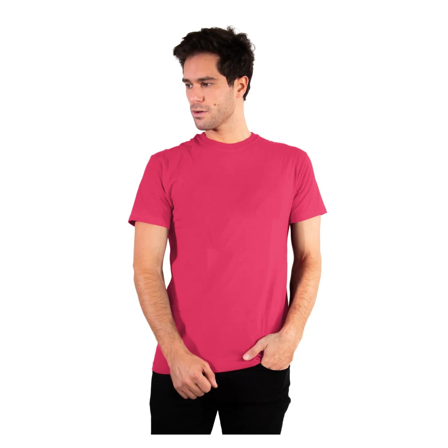 Camiseta deportiva de cuello redondo para hombre de algodón suave y transpirable
