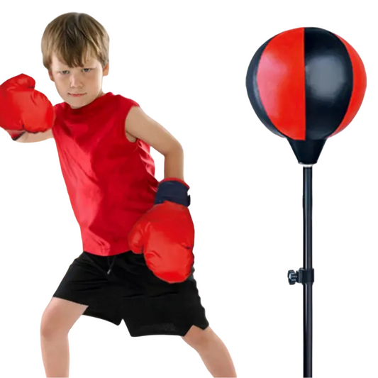 Boxing Kit, Gloves with Pear and Base with Adjustable Height 