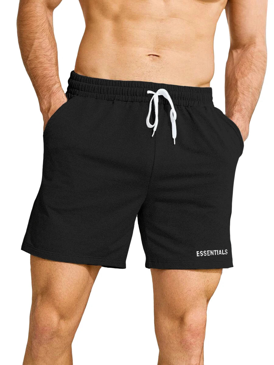 Shorts deportivos para hombres, informales con bolsillos laterales y cordón