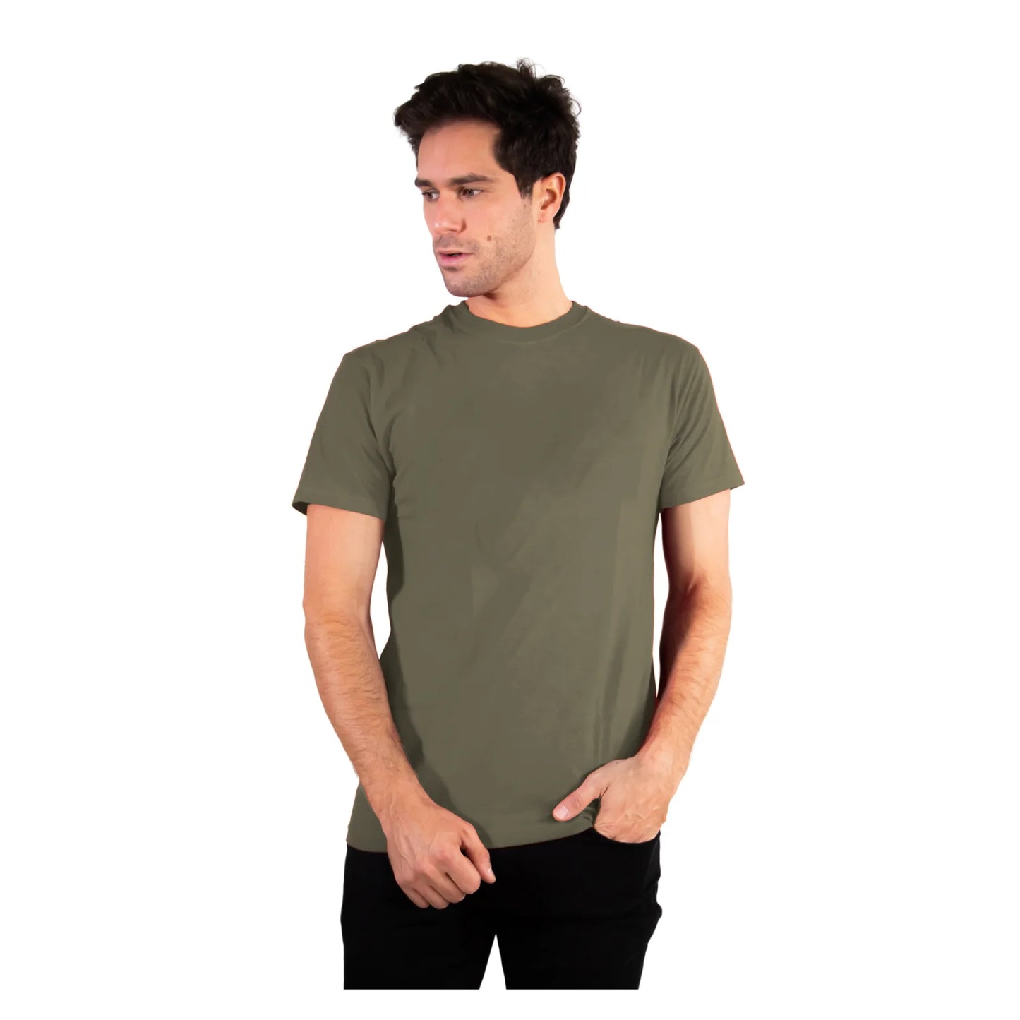 Camiseta deportiva de cuello redondo para hombre de algodón suave y transpirable