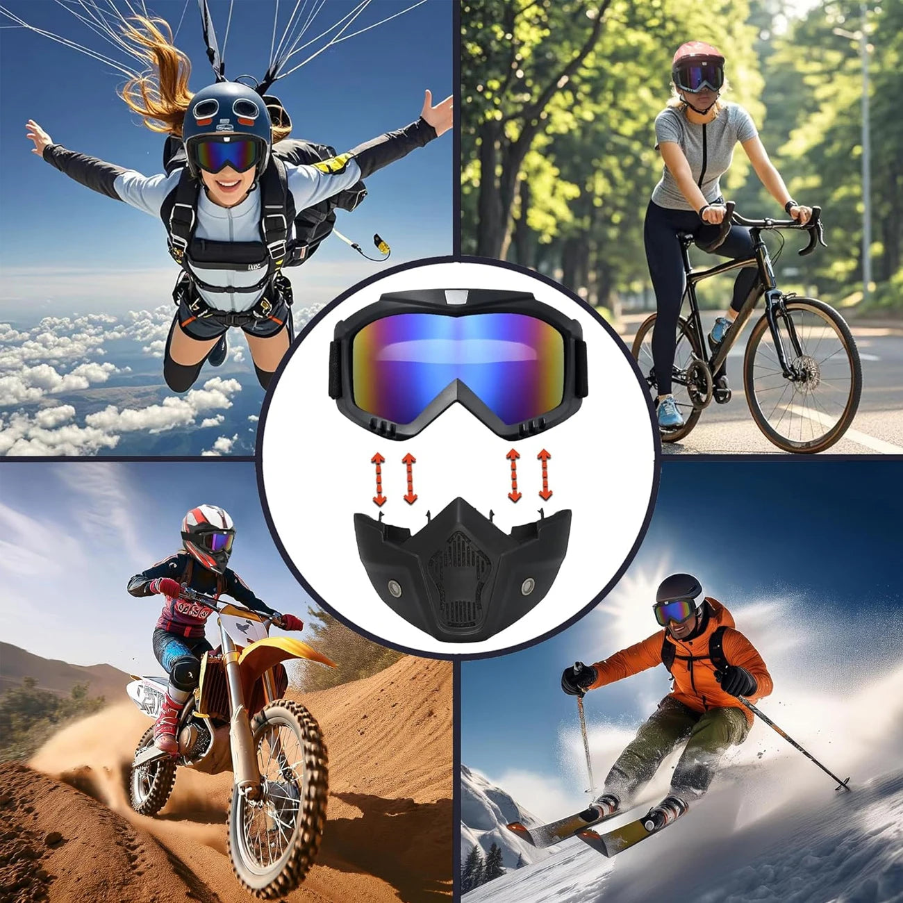 Gafas de máscara polarizadas anti-UV para motocicleta, motocross, Gotcha desmontables