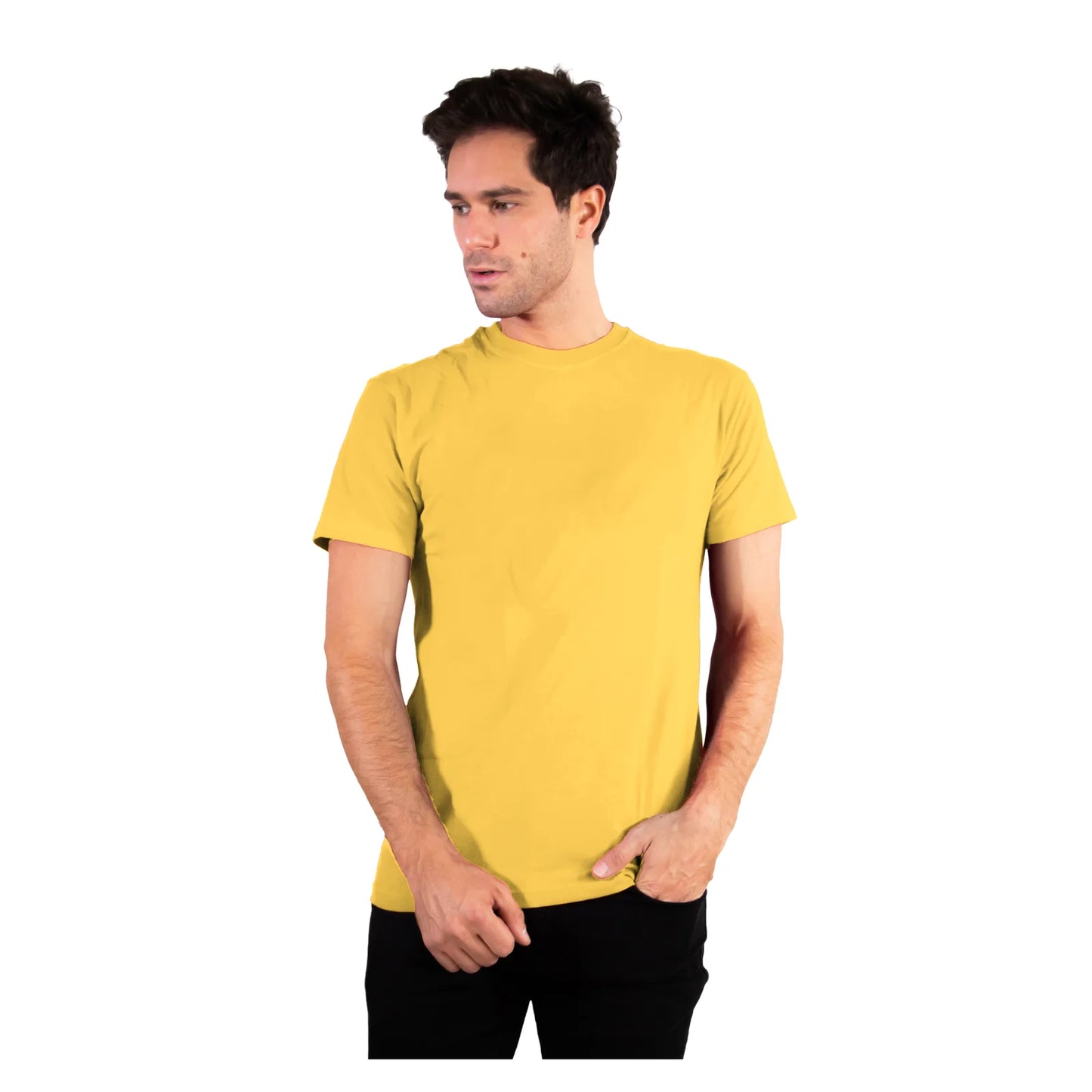 Camiseta deportiva de cuello redondo para hombre de algodón suave y transpirable