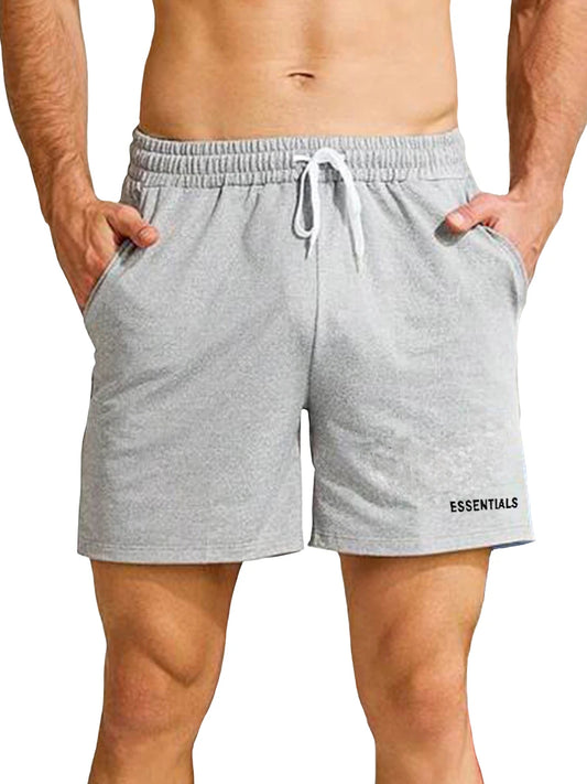 Men's Casual Sports Shorts with Side Pockets and Drawstring