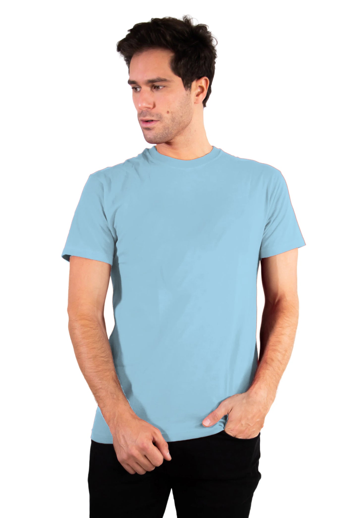 Camiseta deportiva de cuello redondo para hombre de algodón suave y transpirable