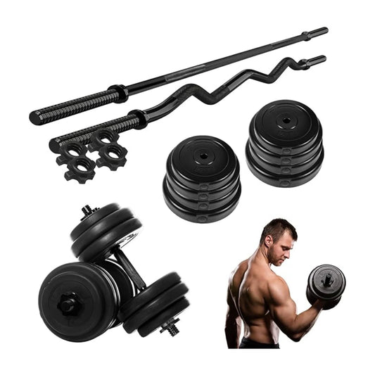 4 en 1 Kit de pesas de 8 discos y 4 barras