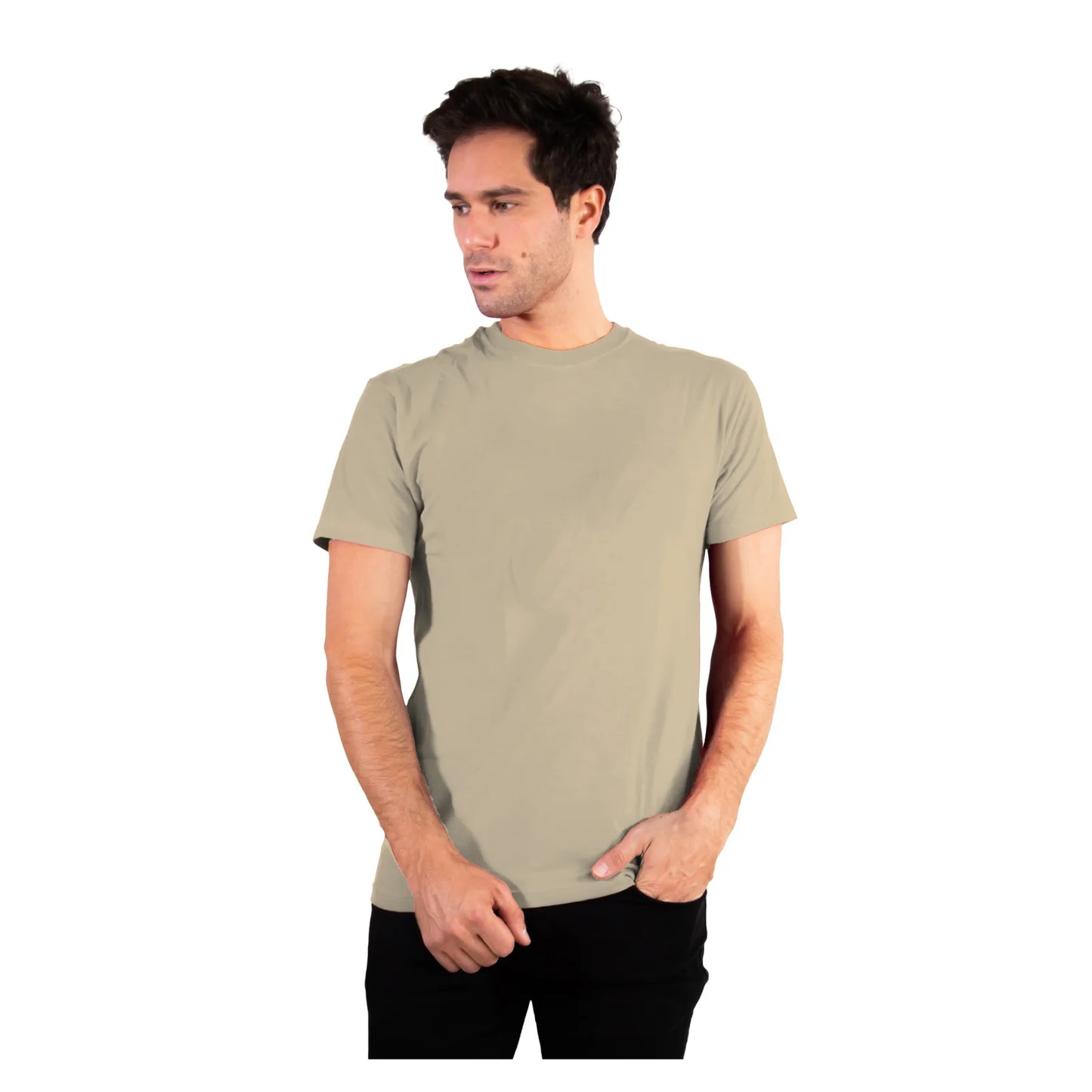 Camiseta deportiva de cuello redondo para hombre de algodón suave y transpirable