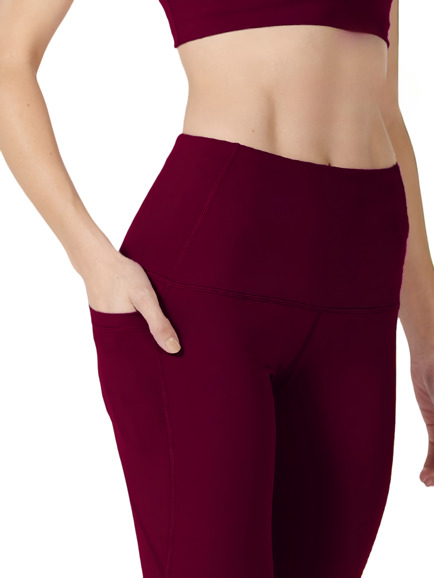 Women's sports set, high-waisted leggings and top with removable cup 