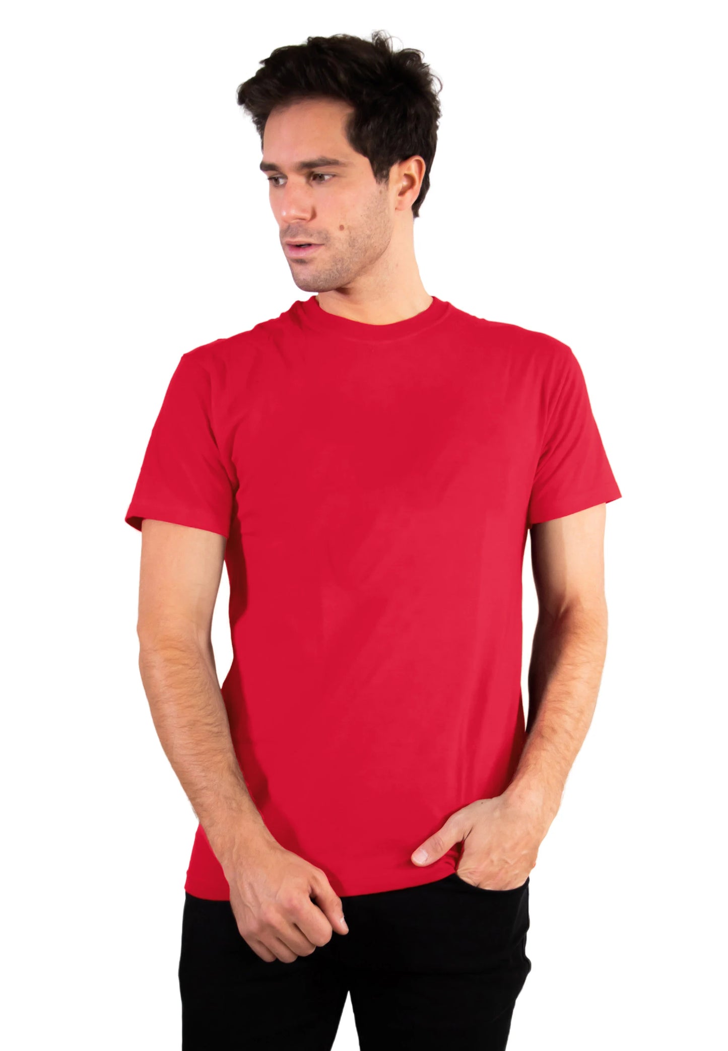Camiseta deportiva de cuello redondo para hombre de algodón suave y transpirable