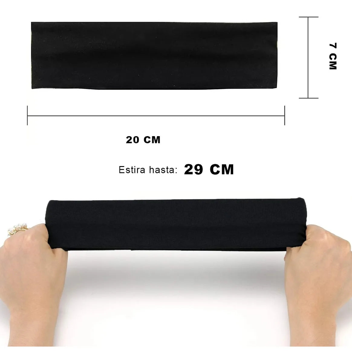 12 bandas para el cabello de algodón negro Sport Valerina diadema