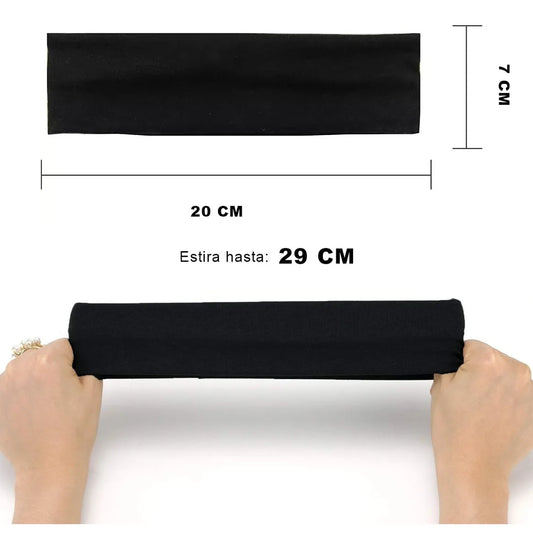 12 bandas para el cabello de algodón negro Sport Valerina diadema