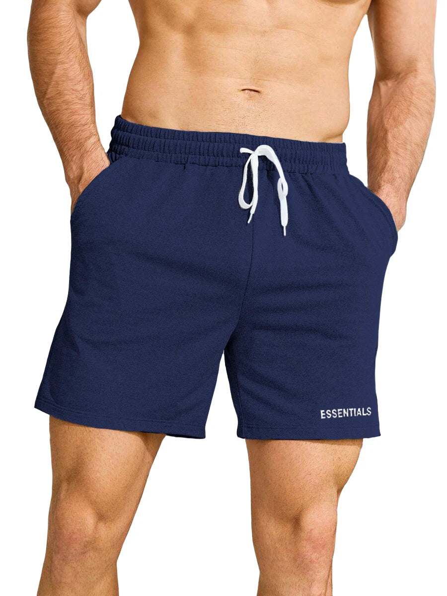 Shorts deportivos para hombres, informales con bolsillos laterales y cordón