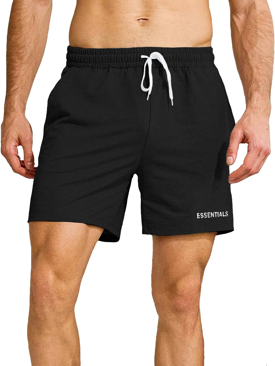 Shorts deportivos para hombres, informales con bolsillos laterales y cordón
