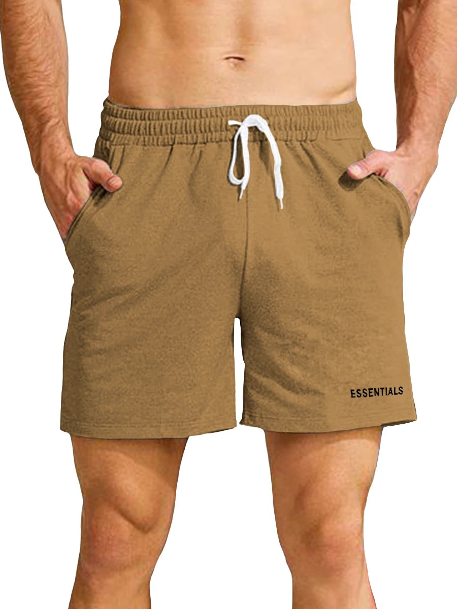 Shorts deportivos para hombres, informales con bolsillos laterales y cordón