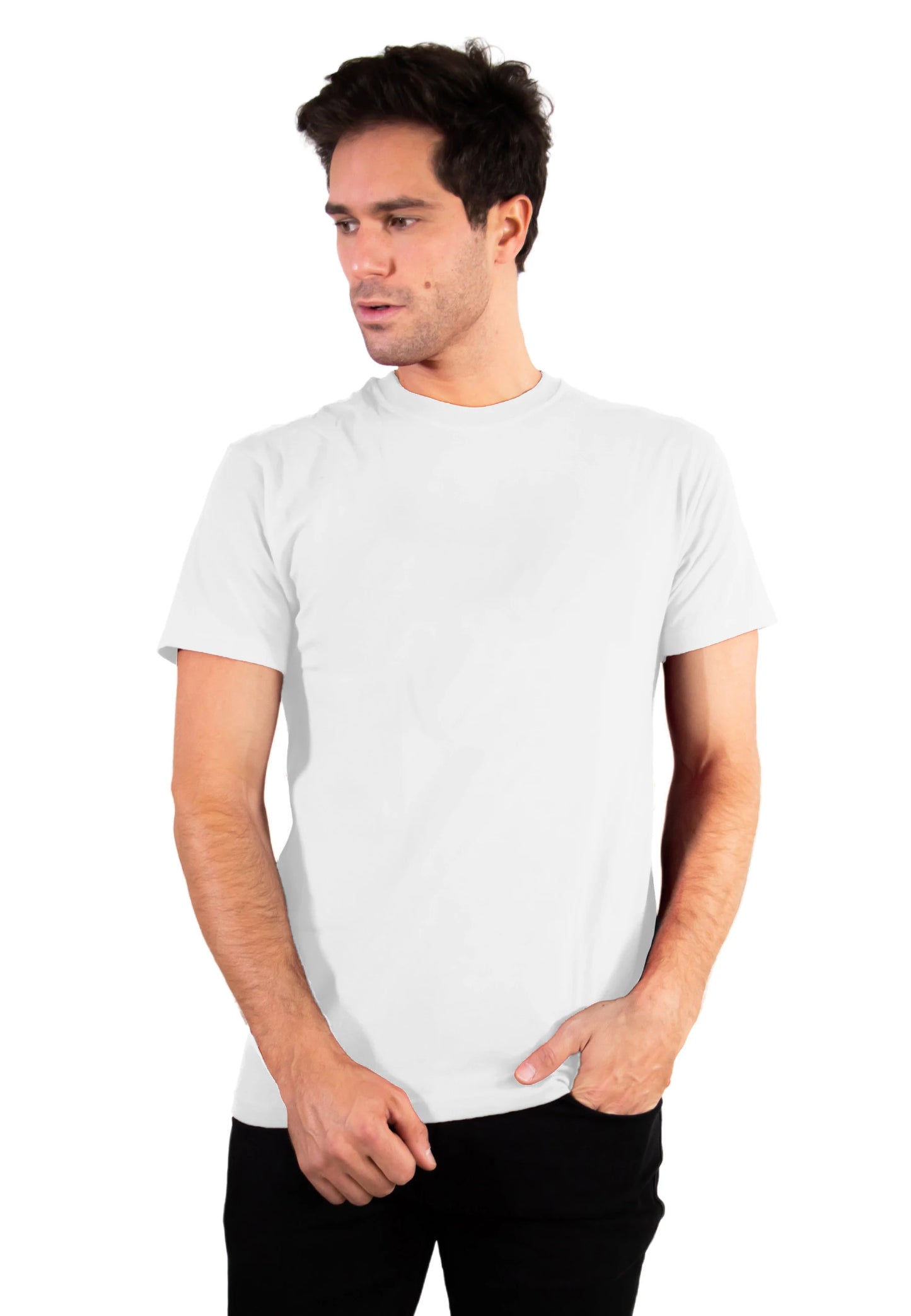 Camiseta deportiva de cuello redondo para hombre de algodón suave y transpirable