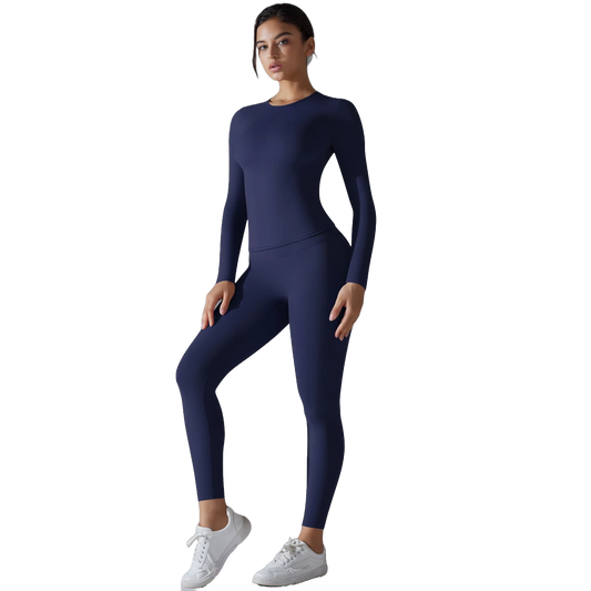 Conjunto deportivo de 2 piezas para mujer con control de abdomen leggings adelgazantes