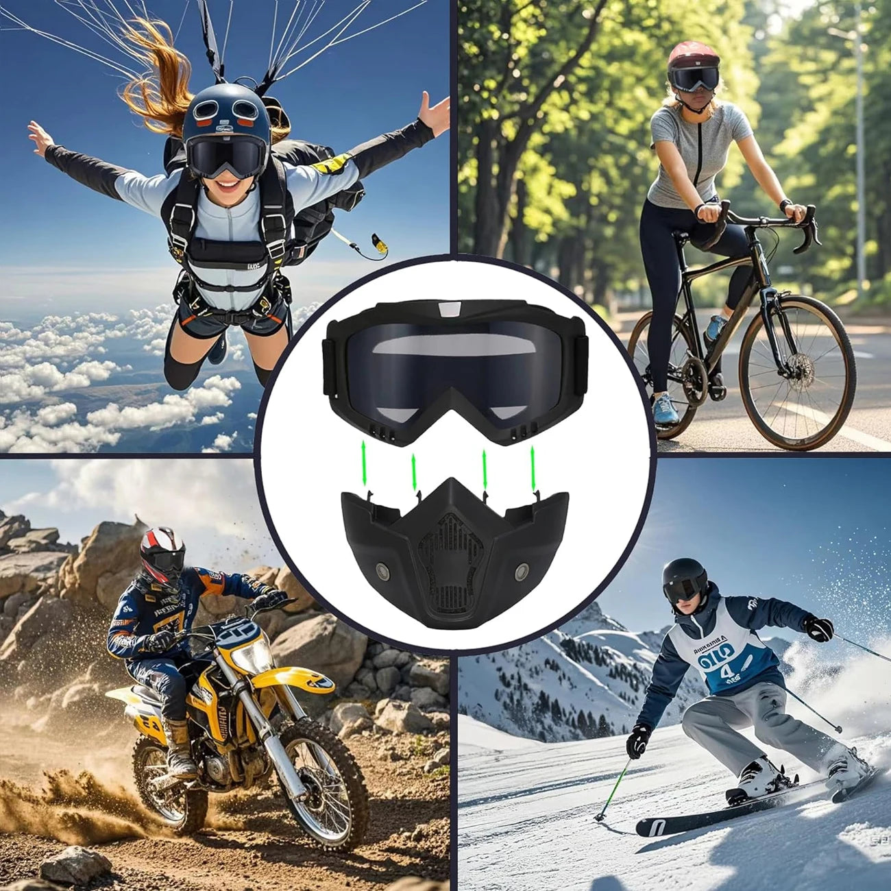 Gafas de máscara polarizadas anti-UV para motocicleta, motocross, Gotcha desmontables