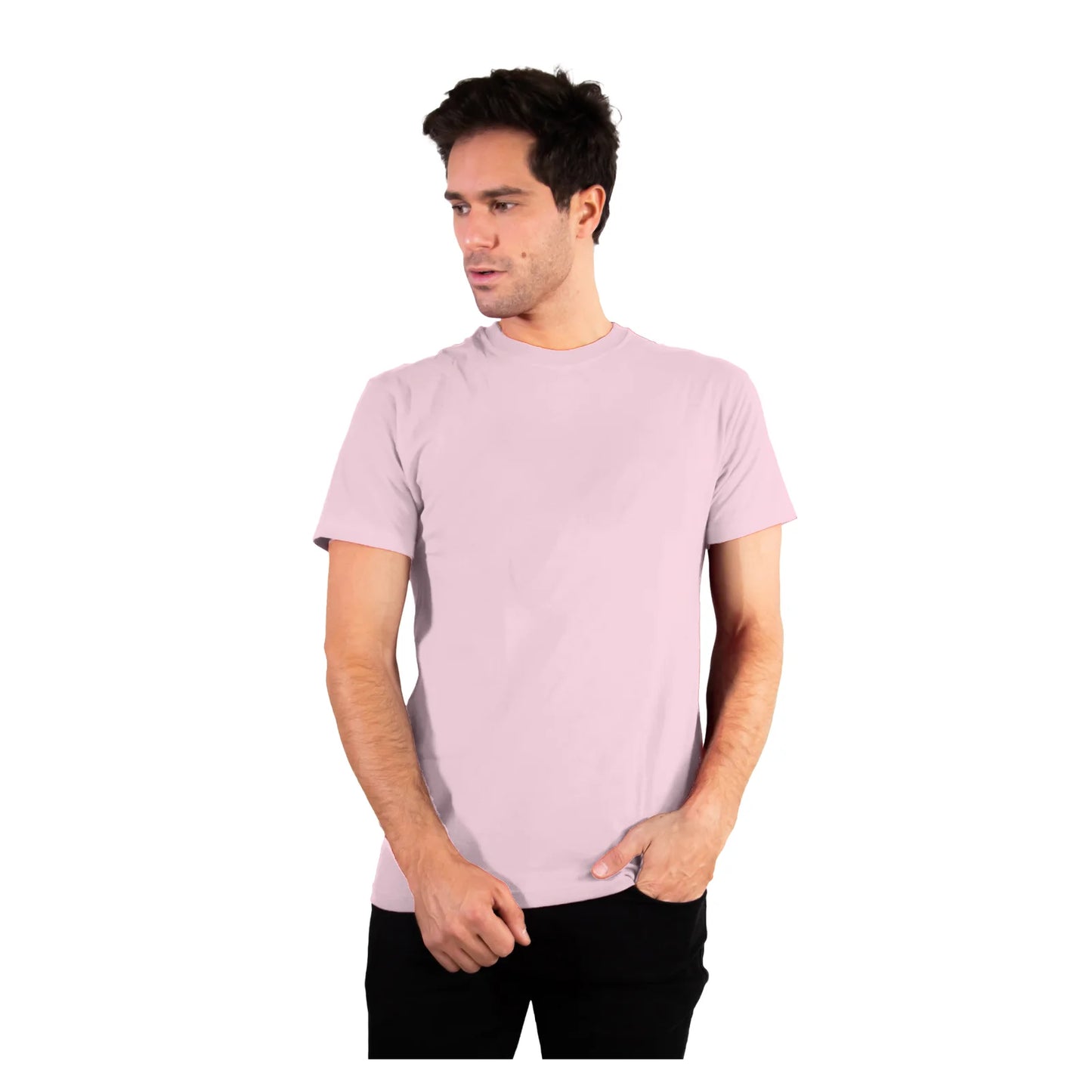 Camiseta deportiva de cuello redondo para hombre de algodón suave y transpirable
