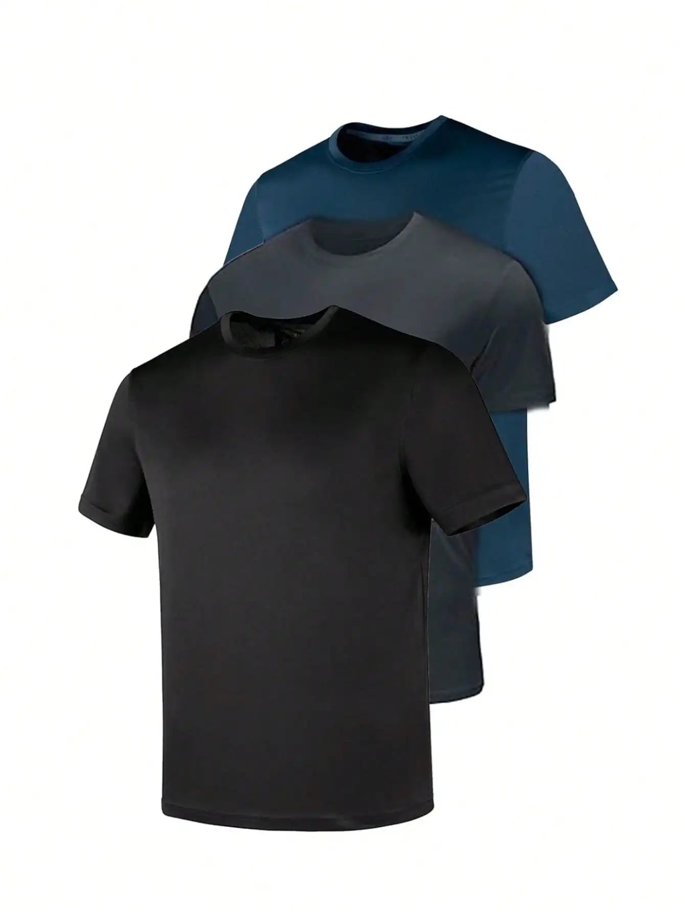 Set 3 camisetas de cuello redondo para hombre, suaves, transpirables y resistentes