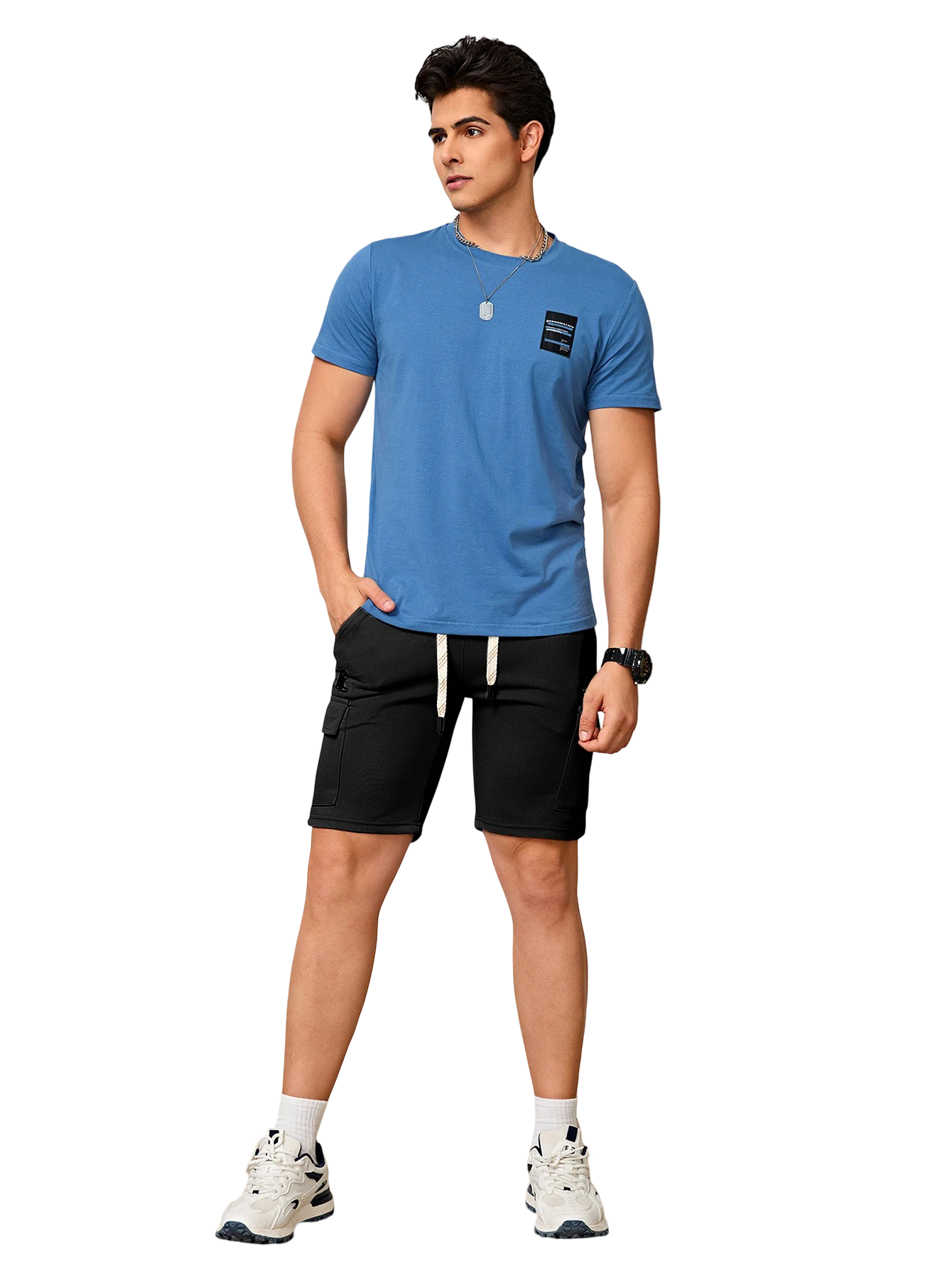 Bermuda deportiva para hombre con bolsillos y cordón ajustable en la cintura