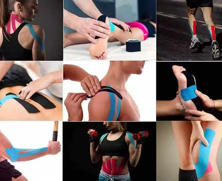 Elastic kinesiology tape for athletic recovery and muscle pain relief