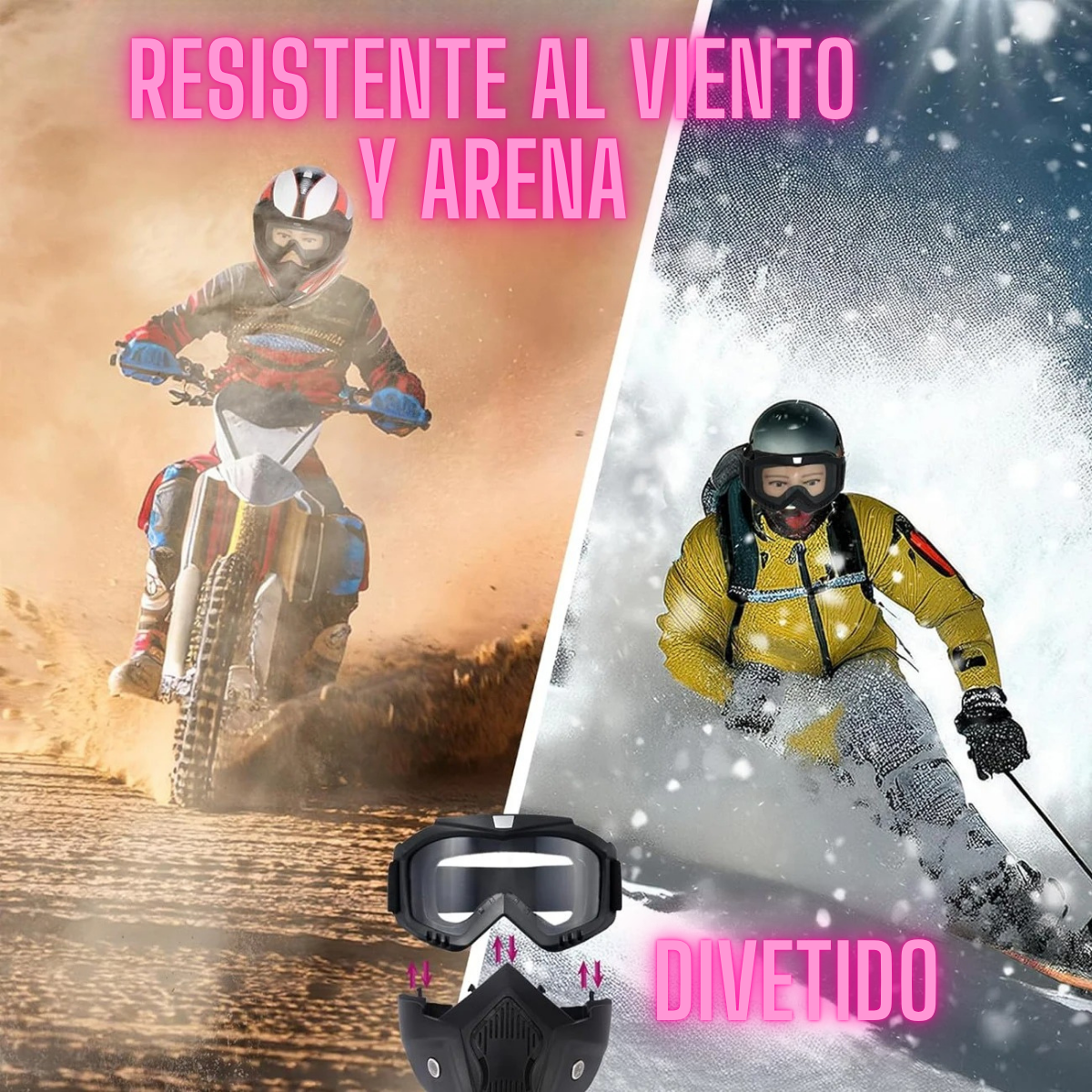 Gafas de máscara polarizadas anti-UV para motocicleta, motocross, Gotcha desmontables