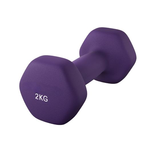 Set of 2 dumbbells, 2 kg, with non-slip vinyl coating and matte finish