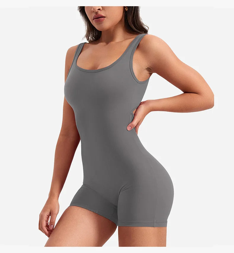 Mono deportivo con cuello cuadrado, ajustados, sexys, sin mangas, con espalda descubierta