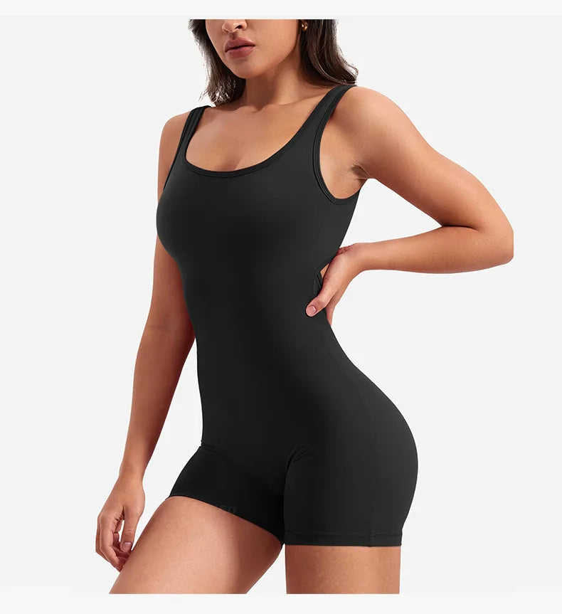 Mono deportivo con cuello cuadrado, ajustados, sexys, sin mangas, con espalda descubierta
