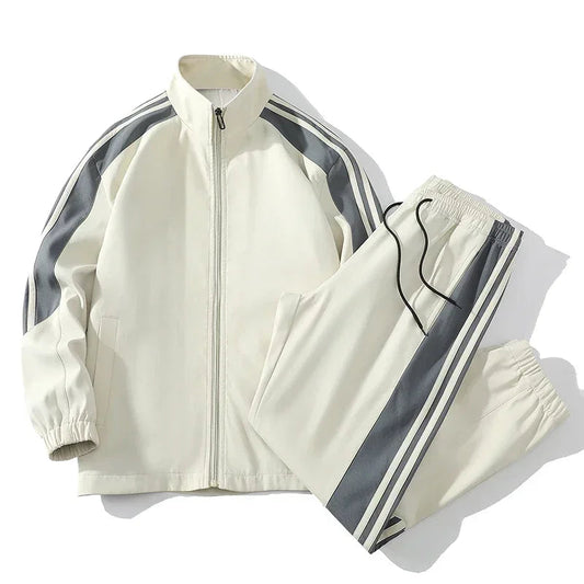 Conjunto deportivo de 2 piezas para hombre, de manga larga, con cremallera completa