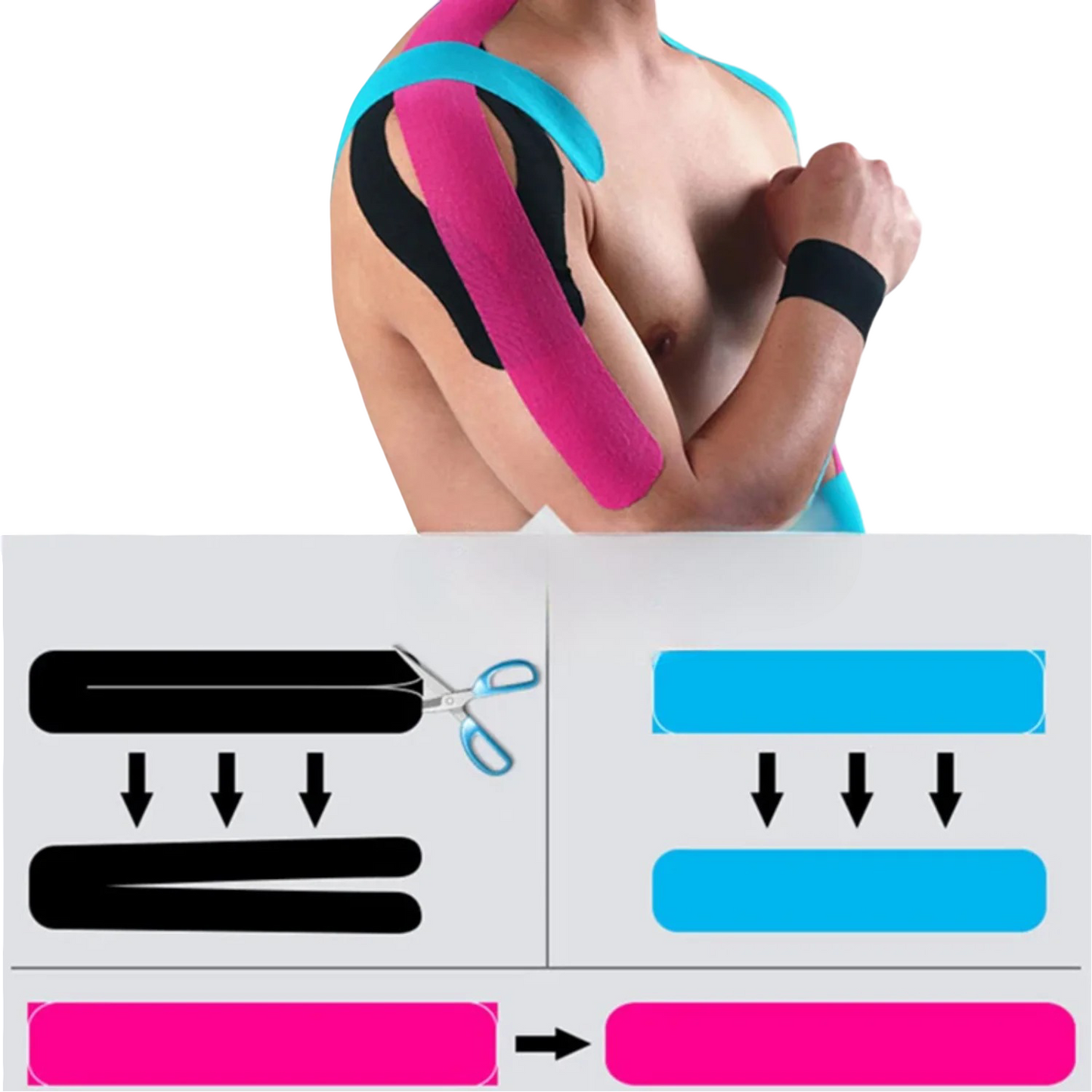 Elastic kinesiology tape for athletic recovery and muscle pain relief