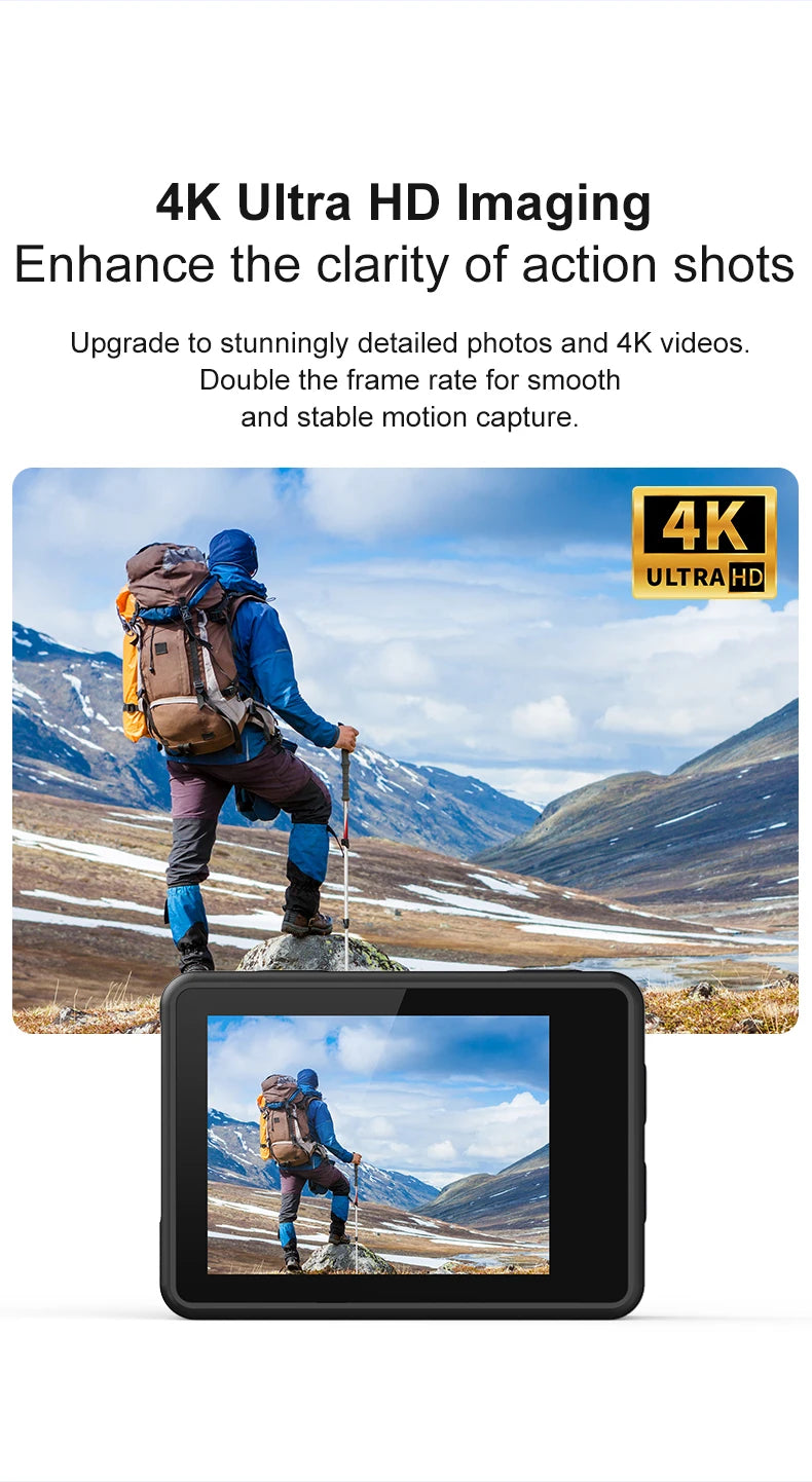 Cámara de acción para casco, grabación de vídeo, ciclismo, esquí, Ultra HD, WiFi, 4K/30 fps, 2,0 pulgadas, sumergible 30 m