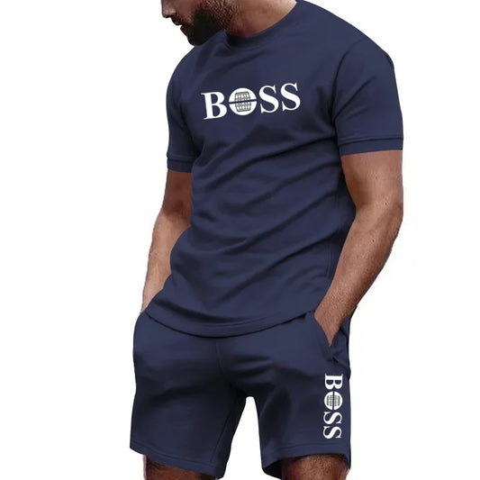 Conjunto deportivo de 2 piezas para hombre, camiseta de manga corta y short