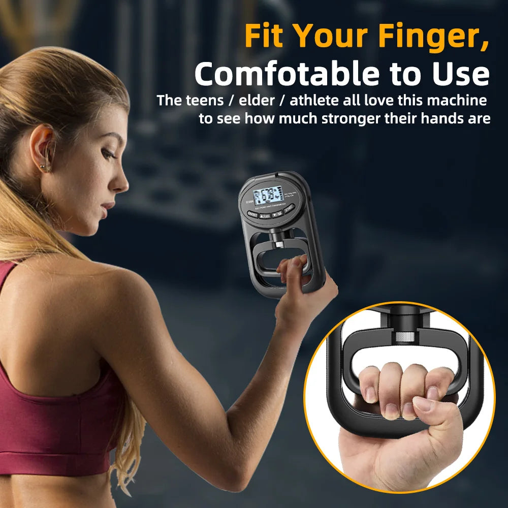 Dinamómetro digital de mano de 265 libras, entrenador de fuerza con empuñaduras, medidor electrónico, medidor, pantalla LCD USB