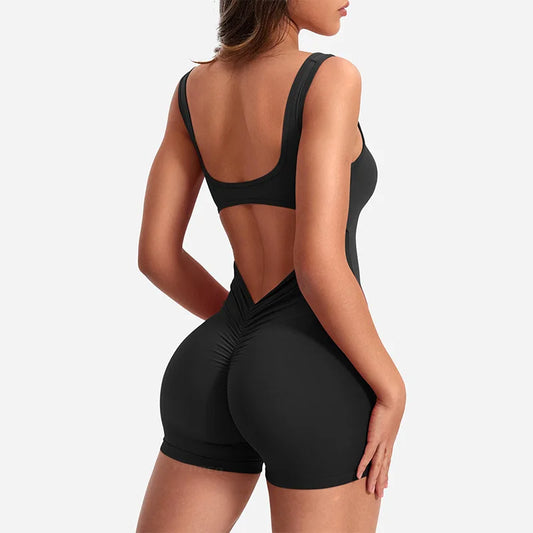 Mono deportivo con cuello cuadrado, ajustados, sexys, sin mangas, con espalda descubierta