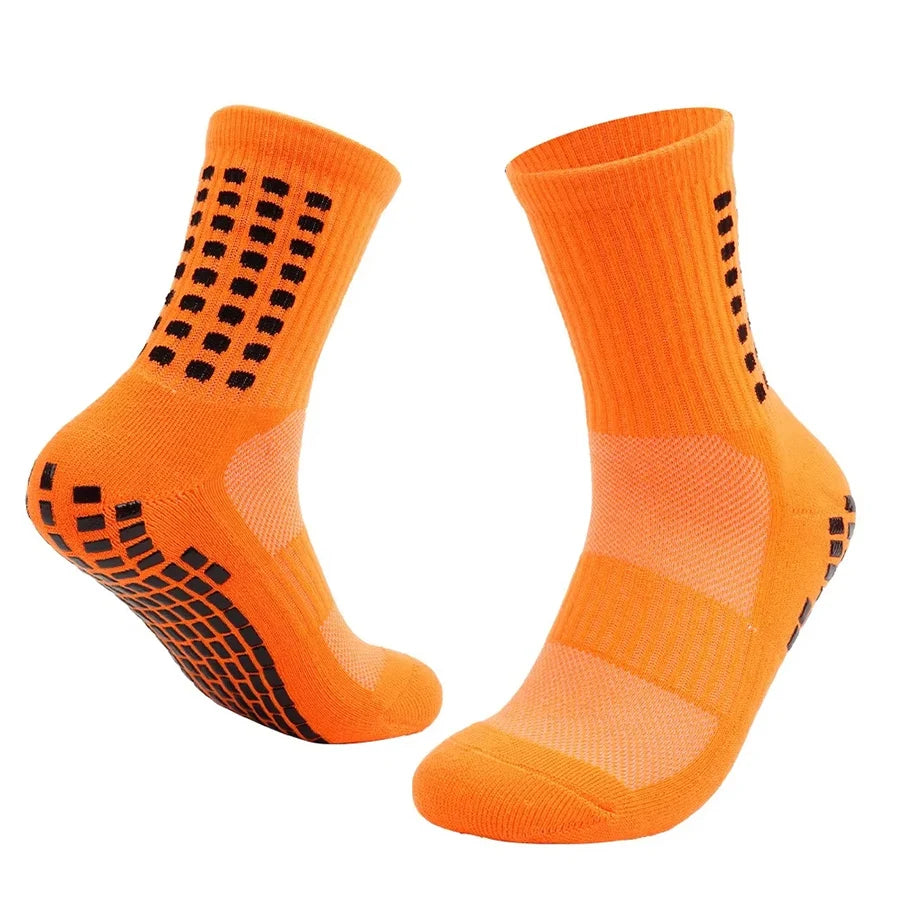 Unisex cotton sports socks with non-slip silicone sole 
