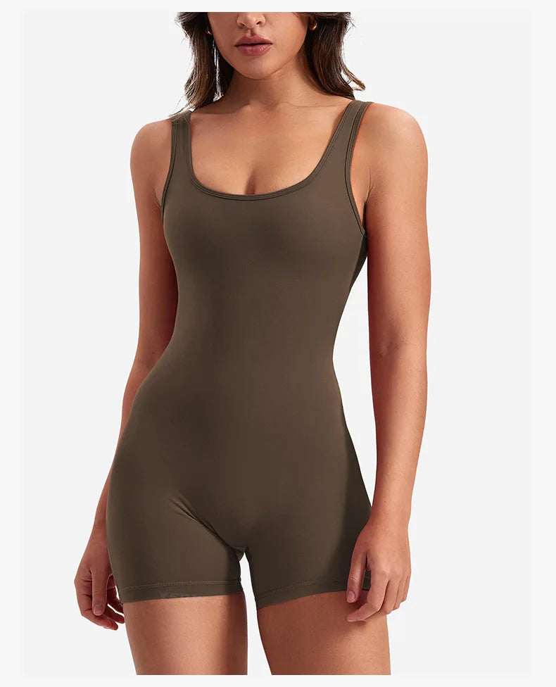 Mono deportivo con cuello cuadrado, ajustados, sexys, sin mangas, con espalda descubierta