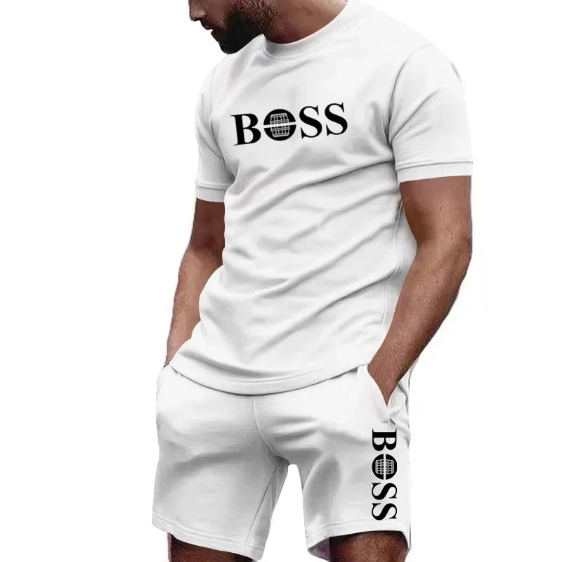 Conjunto deportivo de 2 piezas para hombre, camiseta de manga corta y short
