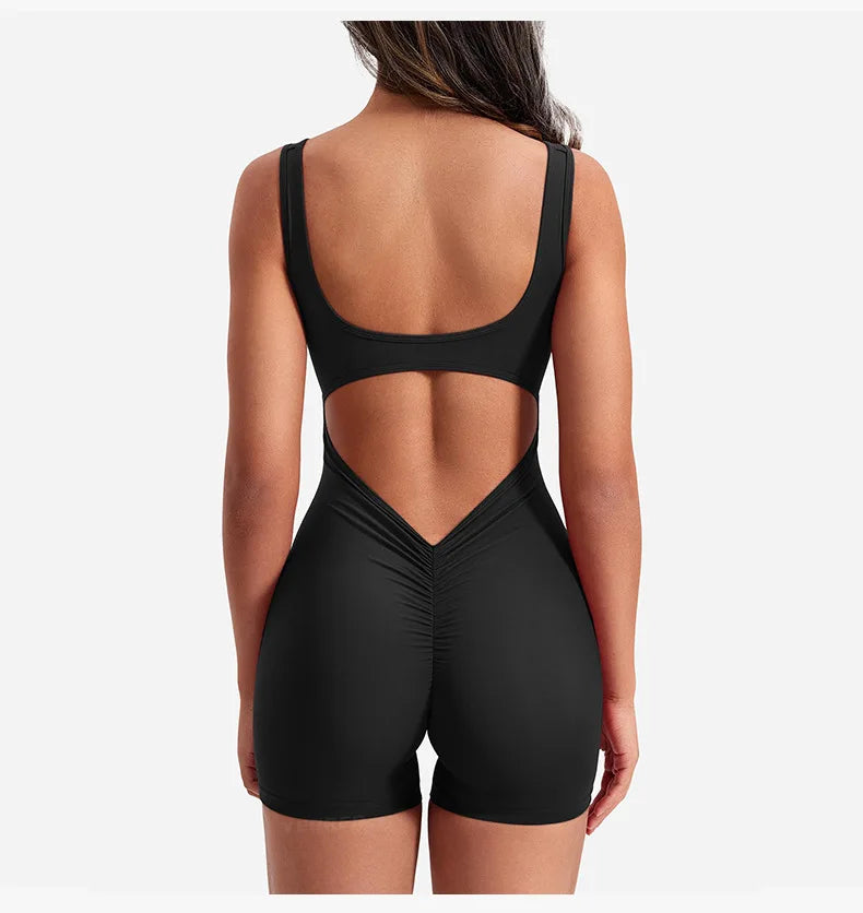 Mono deportivo con cuello cuadrado, ajustados, sexys, sin mangas, con espalda descubierta