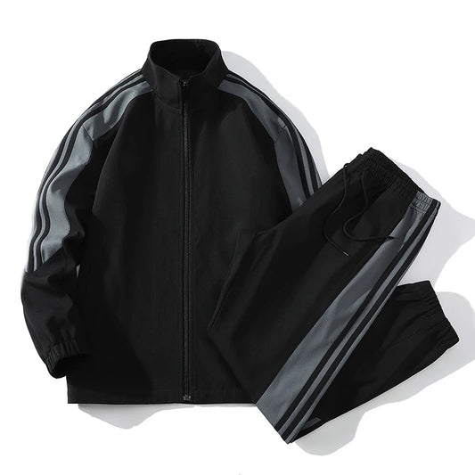 Conjunto deportivo de 2 piezas para hombre, de manga larga, con cremallera completa