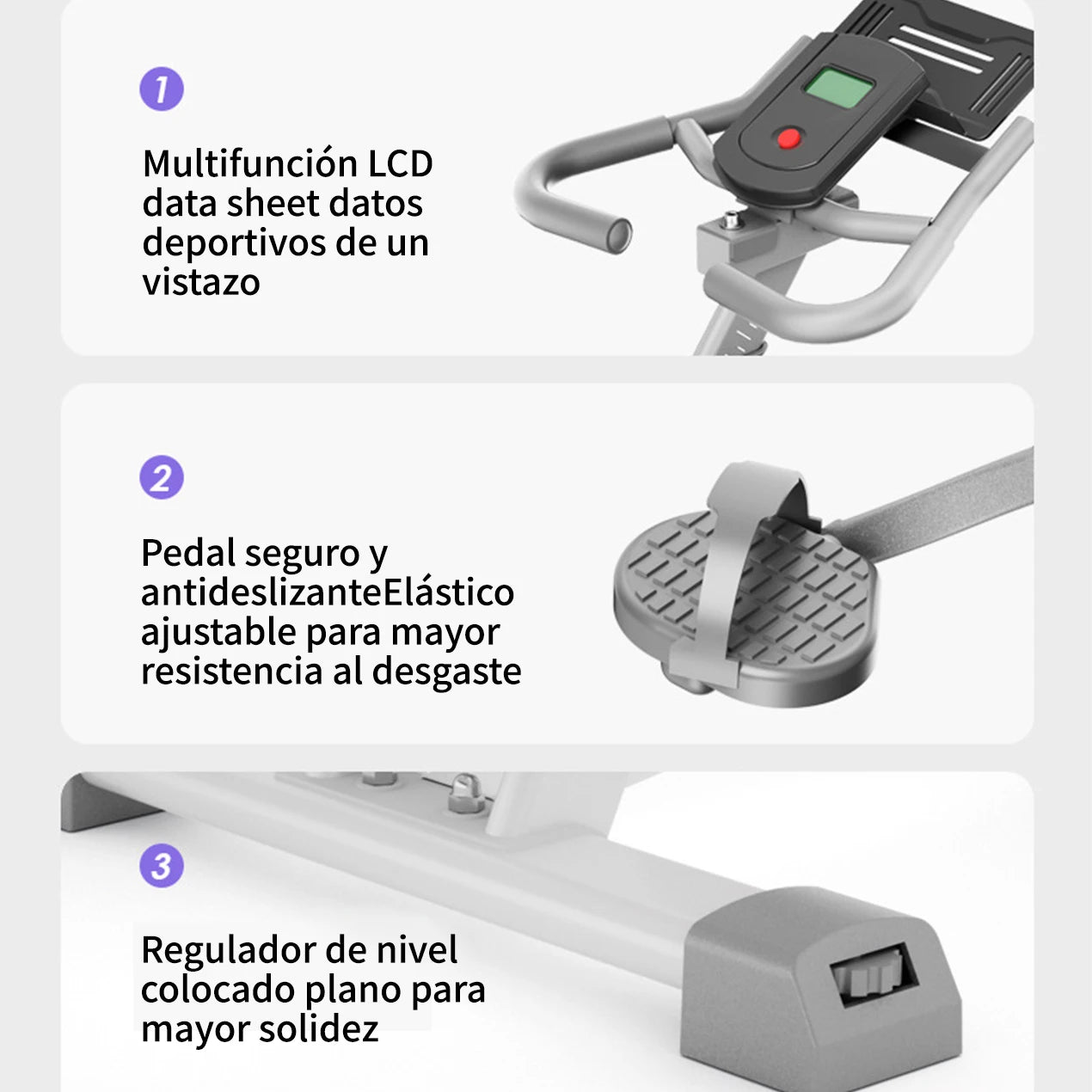 Bicicleta de fitness con tres ruedas fijas y magnéticas para entrenamiento y rehabilitación