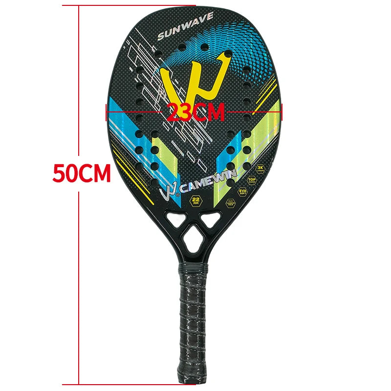 Pala de padel 3K de fibra de carbono con superficie rugosa para deportes al aire libre