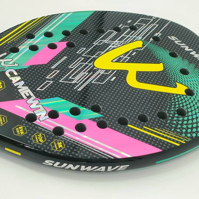 Pala de padel 3K de fibra de carbono con superficie rugosa para deportes al aire libre